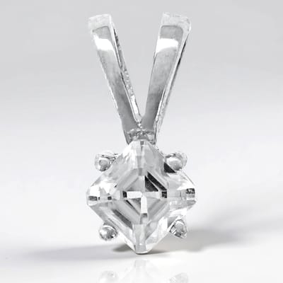 Cavill - Zilveren Hanger - 925 Sterling Zilver Geplatineerd - 0,48 ct Tanzanian Zirkoon Octagon Asscher Geslepen - Elegant, Tijdloos Sieraad 11x5 mm