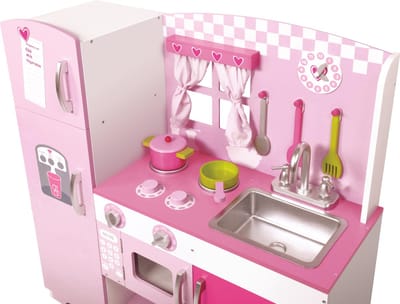 Keuken in hout - roze - 83x31x91 cm