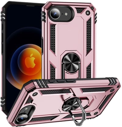 Coverup Hoesje - Geschikt voor iPhone 16e / 17e Hoesje - Coverup Armor Ring Kickstand Back Cover - Rose Gold