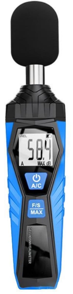 GELLDG Digitale draagbare geluidsniveaumeter - decibelmeter - Meetbereik 30 dB tot 130 dB - Met LCD-display - AC-gewogen - Geschikt voor thuis- en studiogebruik - Blauw