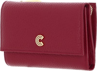 COCCINELLE Leren Portemonnee Myrine Wallet Grained Leather Garnet Red (rood)paars