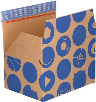 bol.com verzenddoos - 22x16x10 cm - 2.750 stuks - Autolock bodem - Plakstrip - 1 pallet