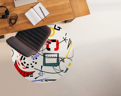 Coloray Vloerbeschermer - Surrealistisch patroon Stoel Mat - 100x100 cm - Wit Bureau Stoel Mat - Vloerbeschermer PVC - PVC Vloerbeschermer - Ronde Mat - Abstracties Thema