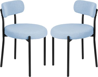 PIPIPOXER-Eetkamerstoel - Set Van 2 -metalen poten+Teddy Velvet, Blauw