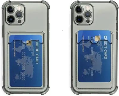 Rico Vitello Siliconen anti shock back cover Geschikt voor Apple iPhone 12 pro Grijs met kaarthouder/ telefoonhoesje met vakje voor pasje.