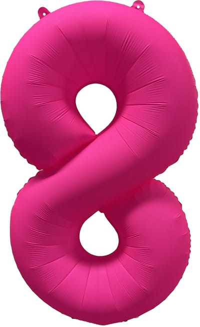 Folieballon cijfer 8 - Neon Roze - 86 cm
