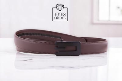 Bruine lederen riem zonder gaatjes met automatische gesp voor heren ( Model N341 )