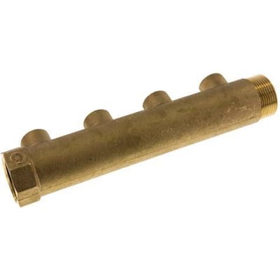 G 1 1/4'' x 4xG 1/2'' F/M/F Messing Verdeelstang 10 Bar - FLM-FMF-B-114G-012G-4M