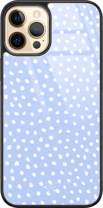 Hoesje geschikt voor iPhone 12 - Paars lila stippen - Luxe Hard Case - Gestipt - Paars - Mooie Telefoonhoesjes