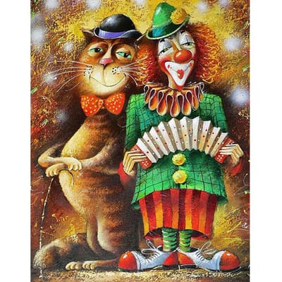 5D DIY diamant schilderij kat kerst volledige boor ronde diamant mozaïek clown foto van strass 20X30CM black