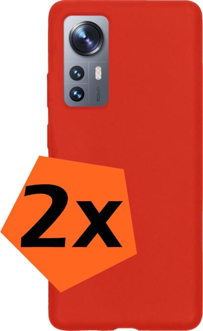 Hoes - 2 Stuks - Geschikt voor Xiaomi 12X - Sterk & Shockproof - Case Siliconen - Back Cover - Telefoon Hoes - Rood