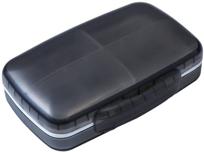 Kleine draagbare opbergdoos, 1 verpakking draagbare opbergdoos, compacte reisdraagbare opbergdoos met 8 compartimenten (zwart)