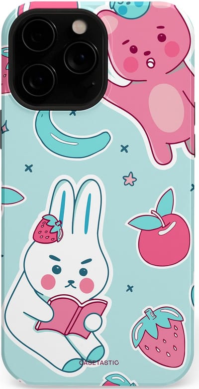 Casetastic hoesje geschikt voor Apple iPhone 13 Pro Max - MagSafe - Dubbellaagse bescherming - Fruitige vriendjes - Fashion Case - Mintgroen Lichtgrijs Lichtroze Wit