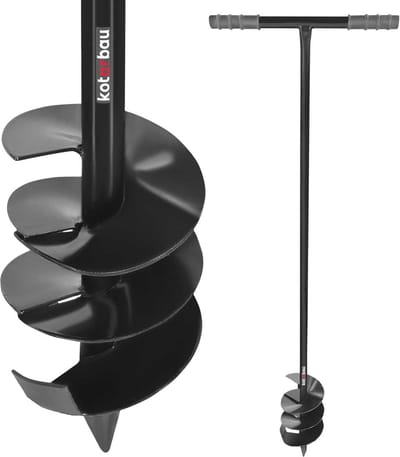 KOTARBAU® Handgrondboor, Palenboor, ⌀ 140 mm, Metaal, 115 cm, Zwart, Grondboor, Grondboor voor Hekpalen, Handboor voor Grond, T-Greep, Ergonomisch en Robuust, Tuinboor