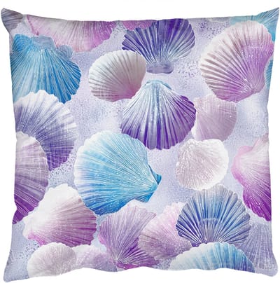 Sierkussens - Kussentjes Woonkamer - 50x50 cm - Schelpen - Paars - Blauw - Patroon