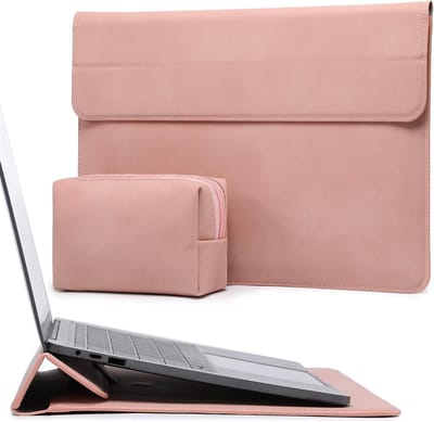 Famanu - 15-16 Inch Laptop Hoes Sleeve met Standaard Functie, Roze