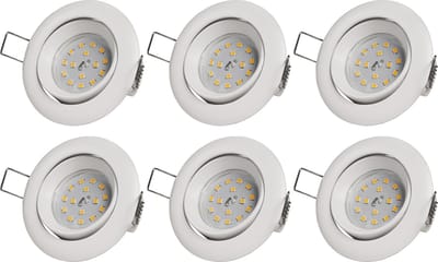 Inbouwspots 6-Pack LED IP20 ''Intense'' - Inbouwspot geschikt voor binnen - plafondlamp 3000K Ø75MM - Armatuur met LED lamp Helder 400 lm - Wit