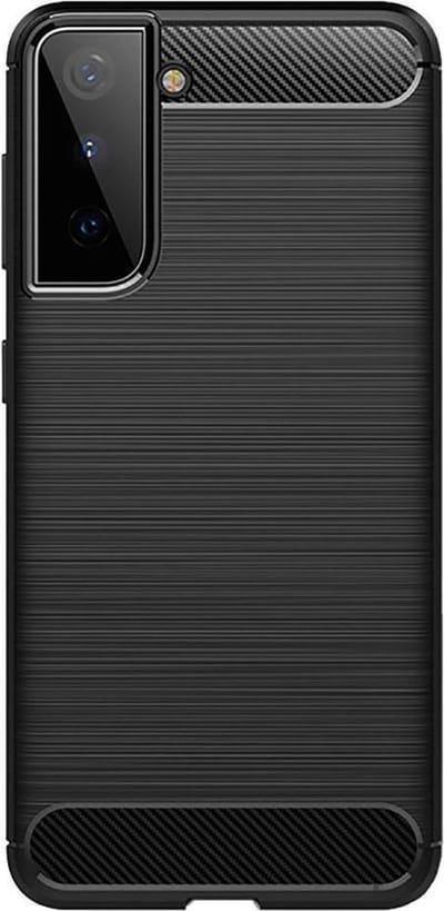 Shop4 - Geschikt voor Samsung Galaxy S21 Hoesje - Zachte Back Case Brushed Carbon Zwart