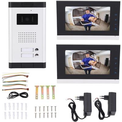 Bekabeld Video Intercom Systeem IR Nachtzicht Afstandsbediening Ontgrendelen 2 Eenheden 4 Draads Video Deurbel Met 7 Inch