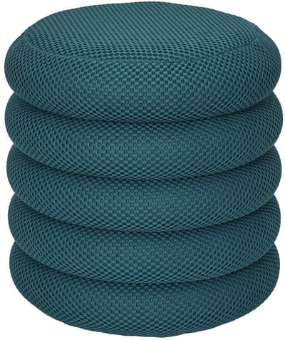 Home Deco Factory Poef/krukje Freya - stof - petrol blauw - met opbergruimte - D37 x H44 cm - bijzet stoeltjes