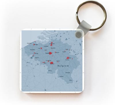 Sleutelhanger - Uitdeelcadeautjes - Een illustratie van België in een blauwe tint - Plastic