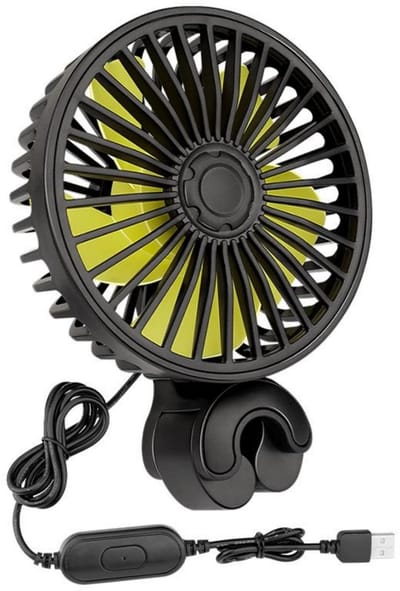 longziming -Auto Ventilator - Auto Koelventilator - USB Ventilator - 360 Graden Draaibaar - 90 Grad Kantelbaar - Borstelloze Motor - Stilvol Design - Veilig Zonder Accu - 1 Stuk