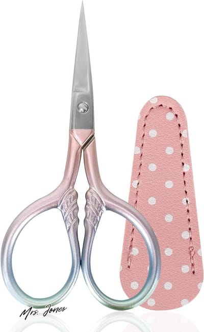 Mrs. Jones Borduurschaar klein roestvrij staal ambachtelijke schaar naaien draadsnijden handwerk nep lederen cover (roze) - SwirlColor 1 stuk .