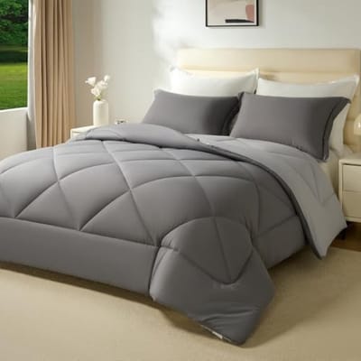 Winterdekbed 200x200 cm - Gewatteerd Microvezel Dekbed met 400 g/m² Vulling - Oeko-Tex Gecertificeerd - Inclusief 2 Kussenslopen 40x80 cm
