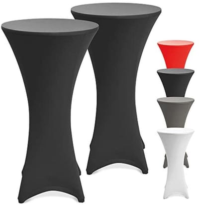 Set van 2 Rekbare Statafelhoezen voor Feestelijke Tafels - 80 cm - Zwart - Wasbaar en Strijkvrij