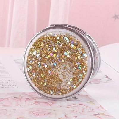 Mini Opvouwbare Make-up Spiegels Zakspiegel voor Meisjes Vrouwen Dubbelzijdige Glanzende Make-up Spiegel Schoonheidsaccessoires goud