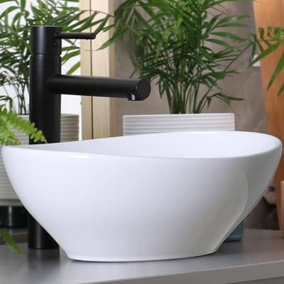 Dailygoods- Opzetwastafel Keramisch - Wastafel voor Gastentoilet - Design Wastafel - 41 x 33 x 14 cm - Hoogwaardig Materiaal - Representatieve Flair