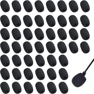 Popschild voor Microfoon - 50 stuks Zwart - Mini Schuim Microfoon Ruisfilter