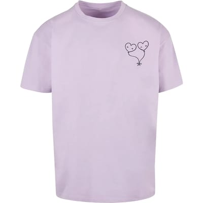 Merchcode - Hugs & Love Love Ballon Heavy Oversize Heren Tshirt - L - Lila