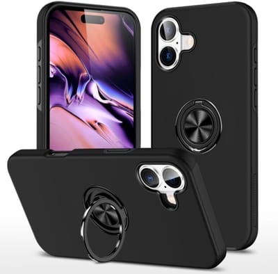 Telefoonhoesje Met Vingerring & Magneet voor Telefoohouders - Hoesje Geschikt voor: Samsung Galaxy A06 - Zwart