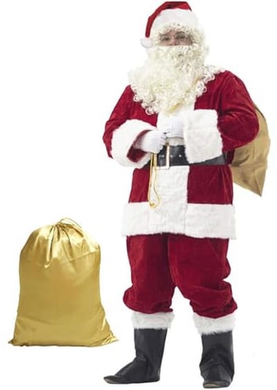 Luxe Kerstman Kostuum voor Mannen - Professioneel 11-delig Rood Outfit - Ideaal voor Kerstfeest