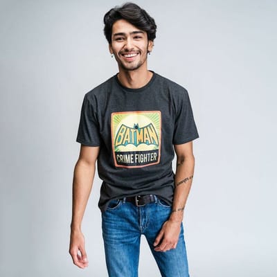 Heren-T-Shirt met Korte Mouwen Batman Donker grijs Grijs Volwassenen - L