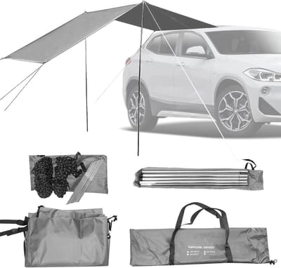 Universeel Zonnezeil voor Auto en Caravan - 440x200 cm Achterklep Luifel