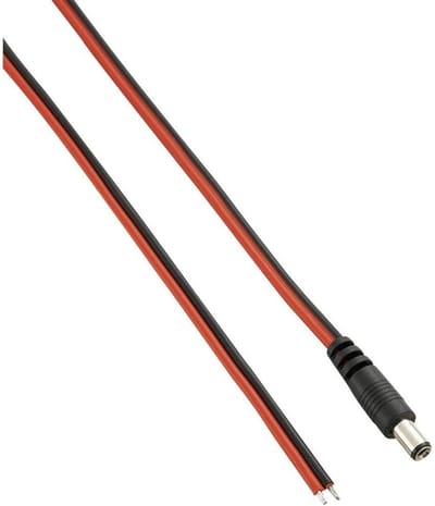Laagspanningskabel - Aansluitkabel stekker - Apparaten verbinden - Ronde connector - 55 mm 25 mm - Rood zwart