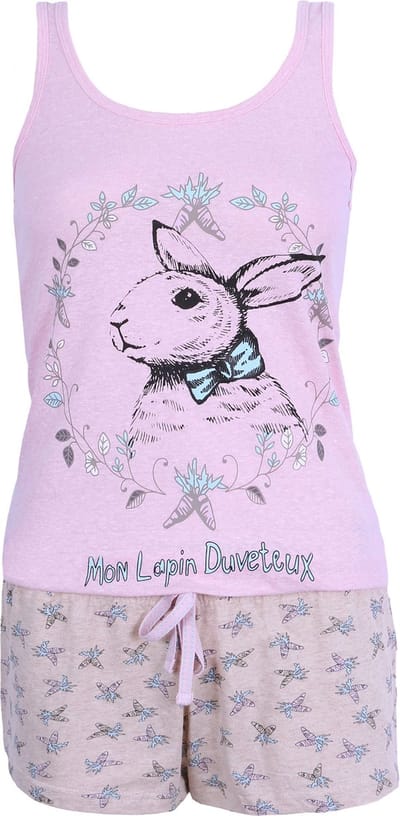 Beige en roze hazenpyjama