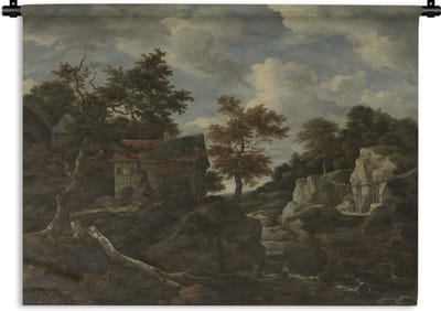 Wandkleed Jacob van Ruisdael - Rotsachtig landschap - Schilderij van Jacob van Ruisdael Wandkleed katoen 120x90 cm - Wandtapijt met foto