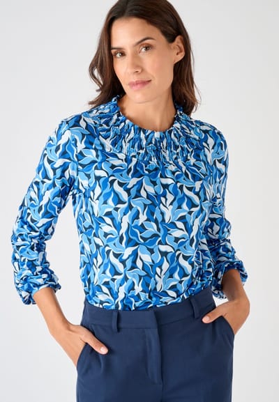 Damart - T-shirt grafisch warm tricot - Dames - Blauw - S
