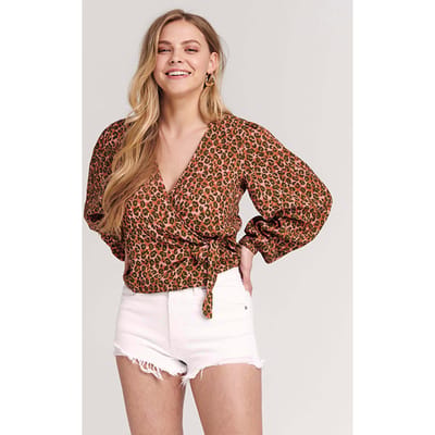 Shiwi Ladies Capri Wrap Top Tropical Tiger Strawberry Pink Größe: XS | Blusen Outlet | Damen | Cyan