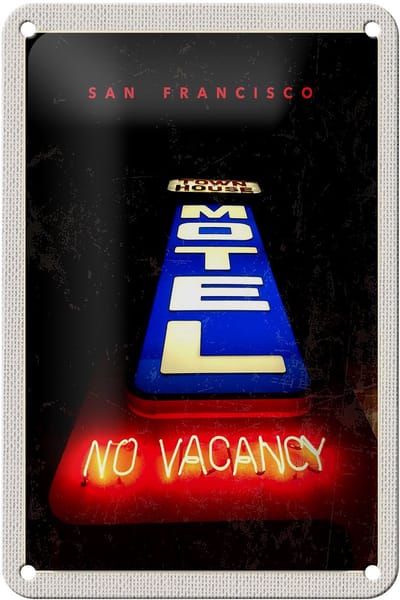 Blechschild Reise 12x18cm San Francisco Motel Town House Urlaub Schild