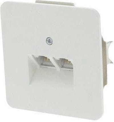 Peha Standaard Telefoon/Data Wandcontactdoos - Inbouw - Cat3 - 2 x 8-polig - Polarwit