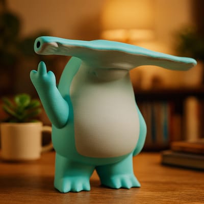 AnimalsAttitude – Kleine Hamerhaai Figurine met Middelvinger – 3D-geprint PLA Beeldje – Modern Desk Accent & Collector’s Miniature Gift