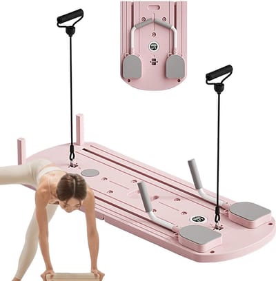 Pilates Board - Buikspierroller Fitness - Thuis Krachttraining - Automatische Rebound - 110 cm Lengte - Roze