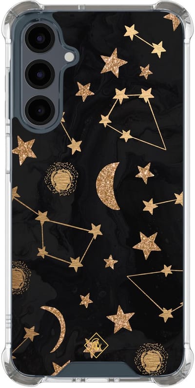 Casimoda® hoesje - Geschikt voor Samsung Galaxy A17 - Counting The Stars - Shockproof case - Extra sterk - TPU/polycarbonaat - Goudkleurig, Transparant
