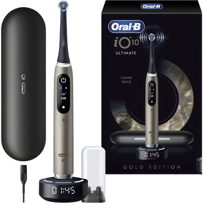 Oral-B iO Series 10 - Elektrische Tandenborstel – iOSense Oplader – 7 Poetsstanden – Reisetui - Lunar Gold