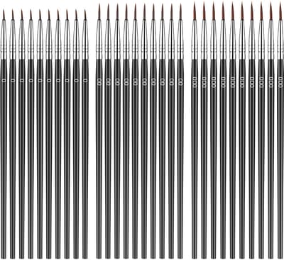 Ynkkvre -Fijne Penselenset - 30 stuks voor Schilderen op Nummer, Kleine Detailkwasten voor Acryl, Aquarel, Modelbouw en Knutselen met Fijne Punt - #000，#00，#0