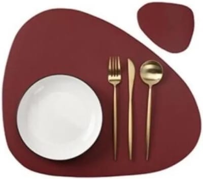 Placemats van kunstleer - Tafelmatten Onderzetters - Bescherming Tafel - Water- en Hittebestendig - 6 Sets - Rood